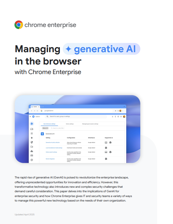 Managing generative Al in the browser with chrome enterprise