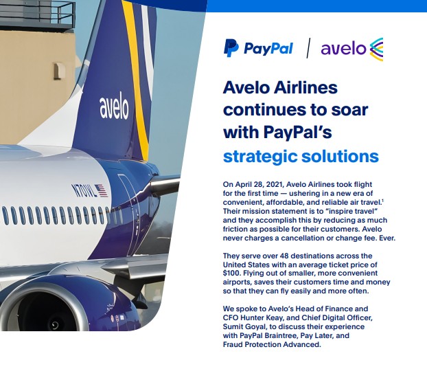 PayPal Case Study – Avelo increased approval rates and AOV with PayPal Braintree